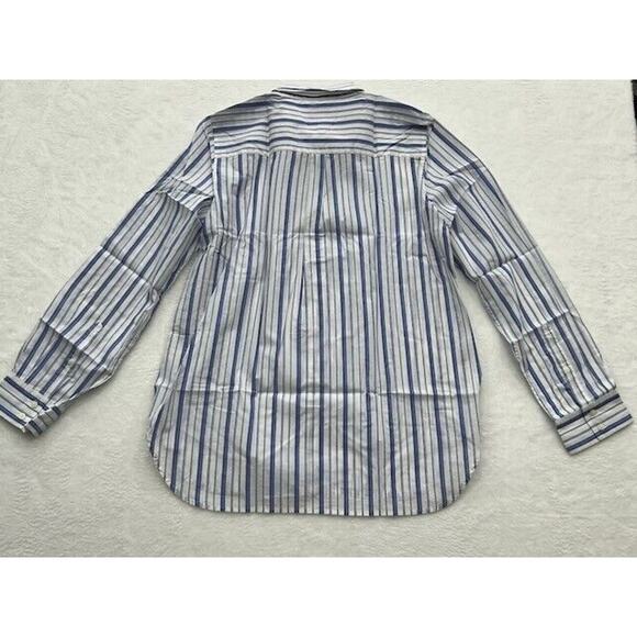 UNTUCKit Pinot Perse Button Down Shirt Long Sleeve Striped Blue White SZ 4 NEW - Picture 2 of 6